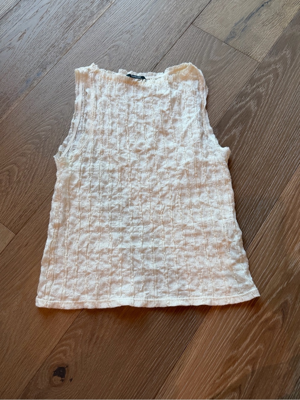 Massimo Dutti Cream Textured Sleeveless Tank